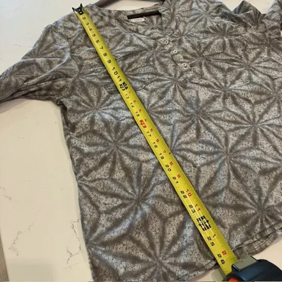 Carve Designs Green Leaf Print Blouse Womens XL Organic Cotton Gauze Lagenlook - Picture 8 of 9